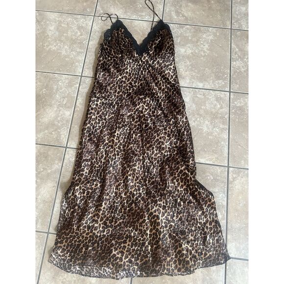 Cinema Etoile M Animal Print Satin Lingerie Slip Gown Chemise - Picture 1 of 4